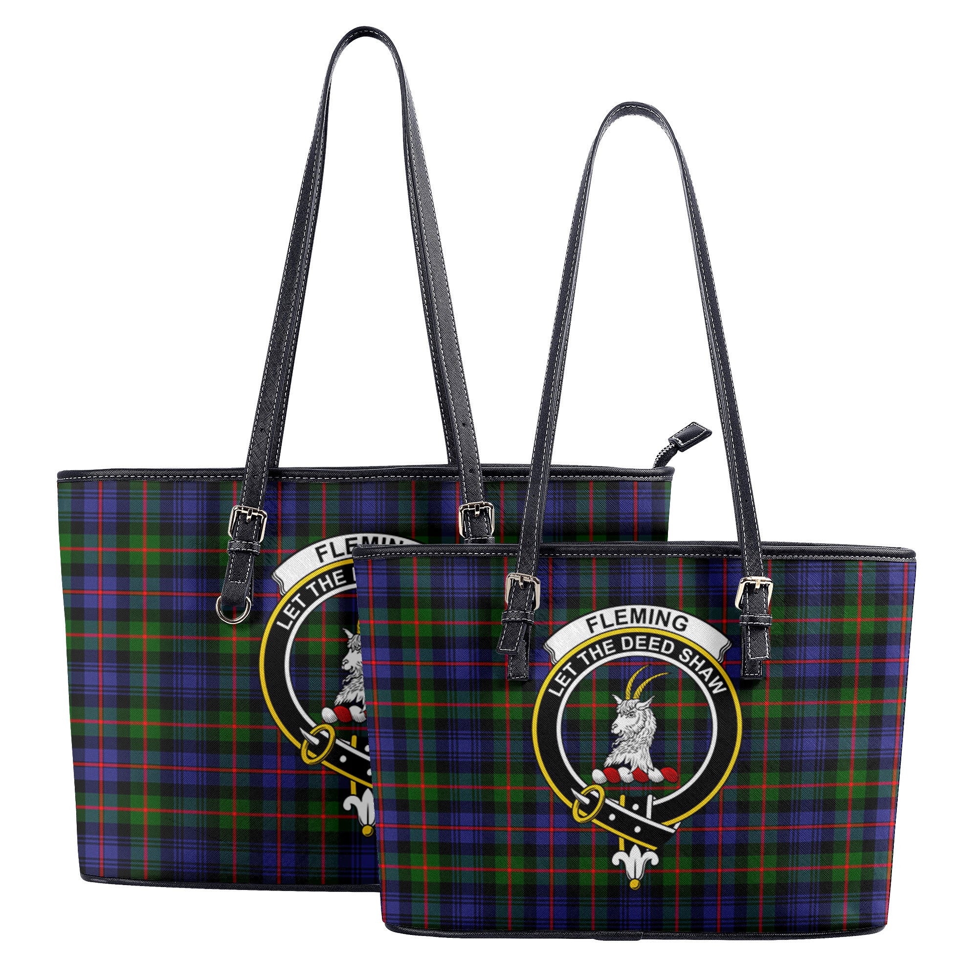 Fleming Tartan Crest Leather Tote Bag