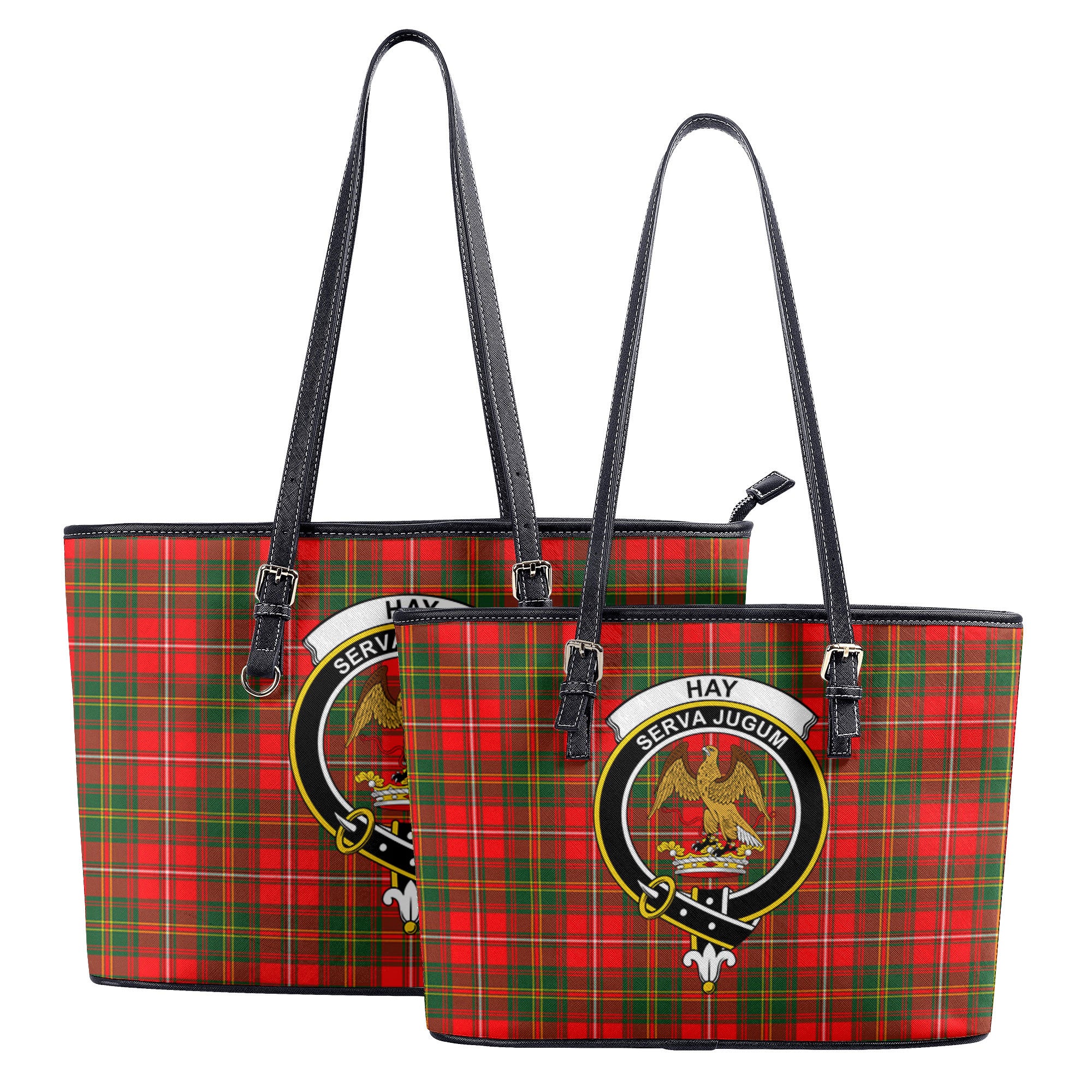 Hay Modern Tartan Crest Leather Tote Bag