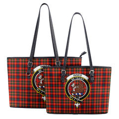 Innes Modern Tartan Crest Leather Tote Bag