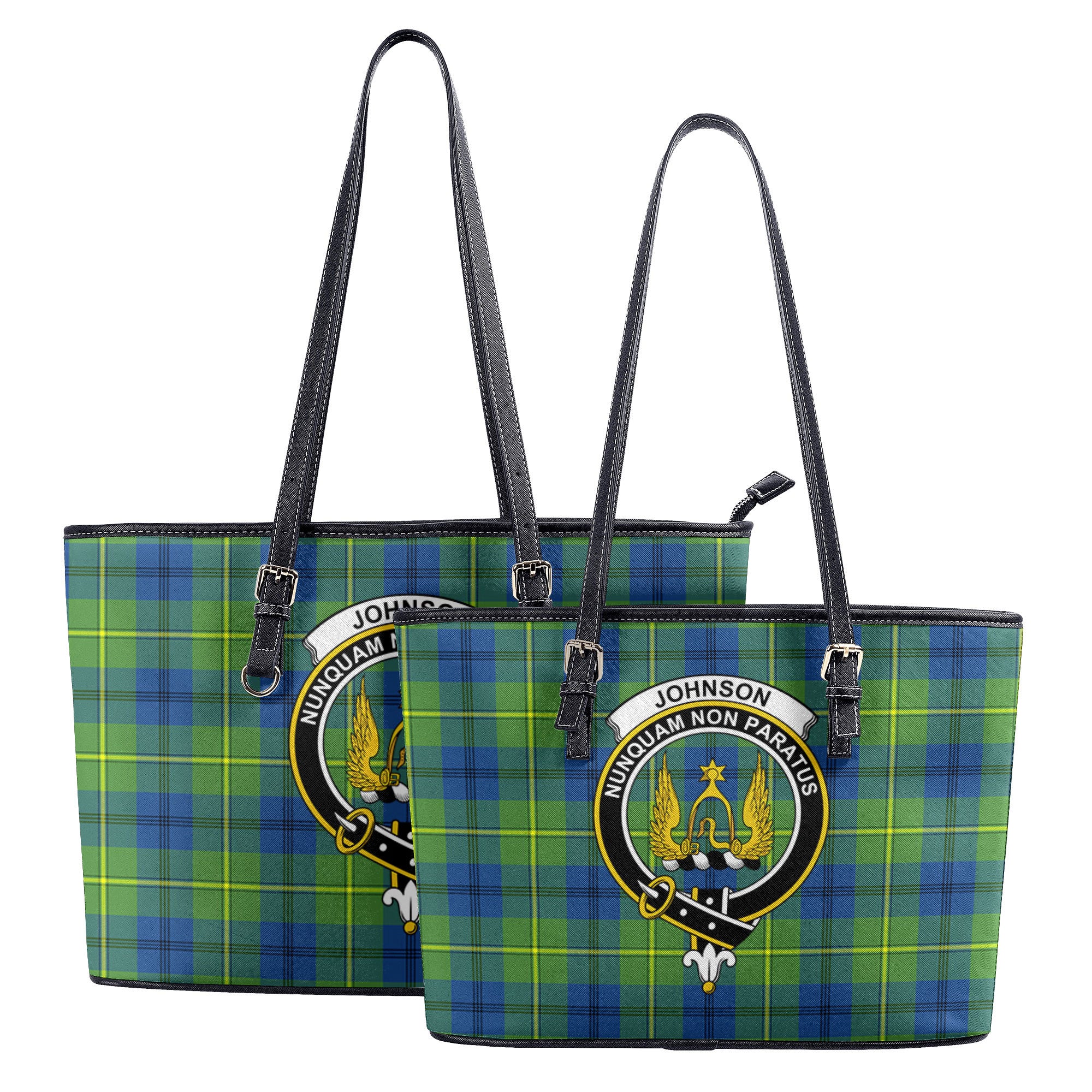 Johnson Ancient Tartan Crest Leather Tote Bag