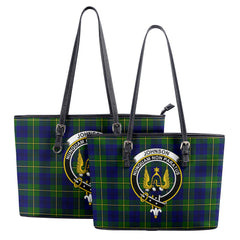 Johnson Modern Tartan Crest Leather Tote Bag