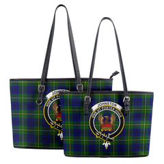 Johnston of Caskieben Tartan Crest Leather Tote Bag