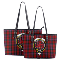 Kelly of Sleat Red Tartan Crest Leather Tote Bag