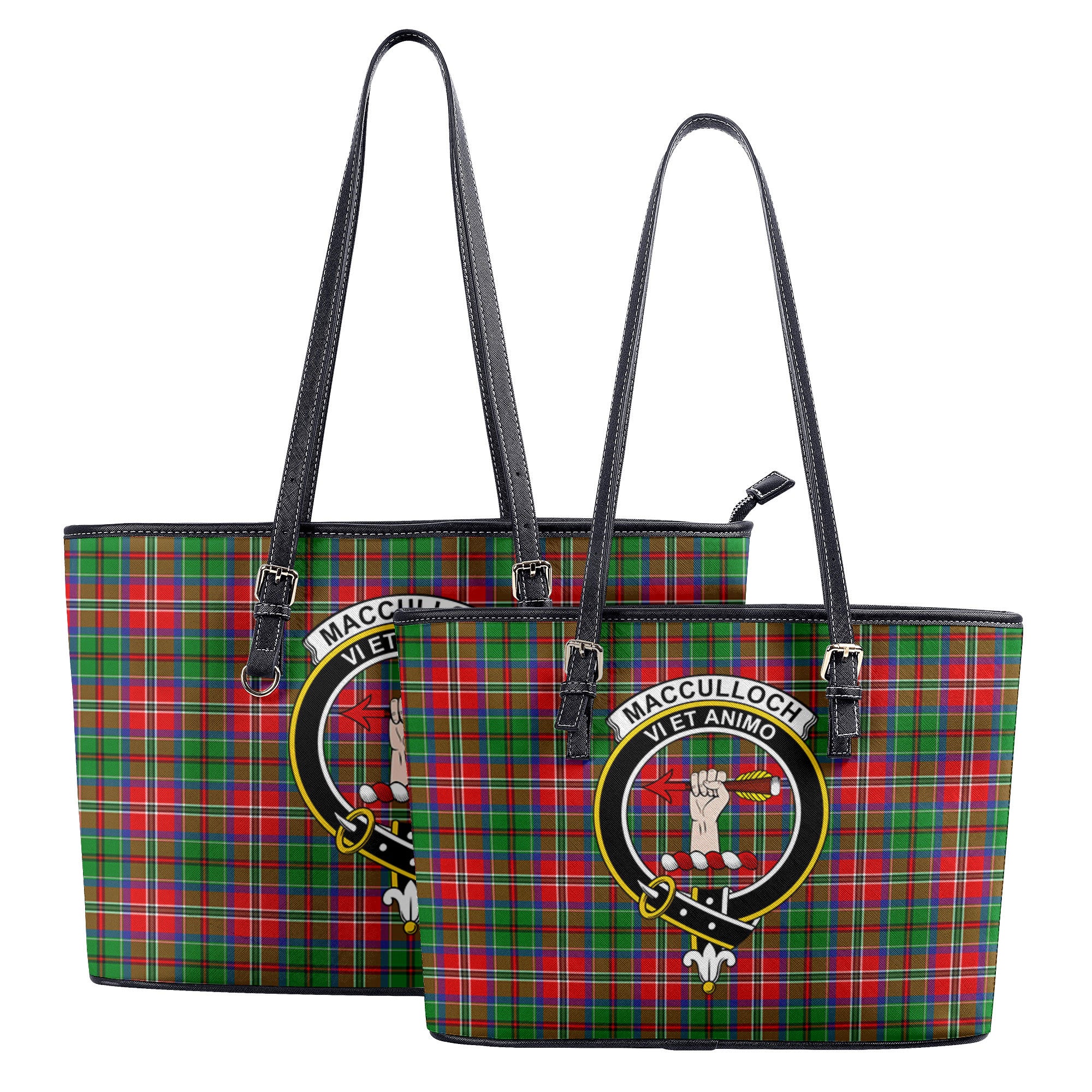 MacCulloch (McCulloch) Tartan Crest Leather Tote Bag