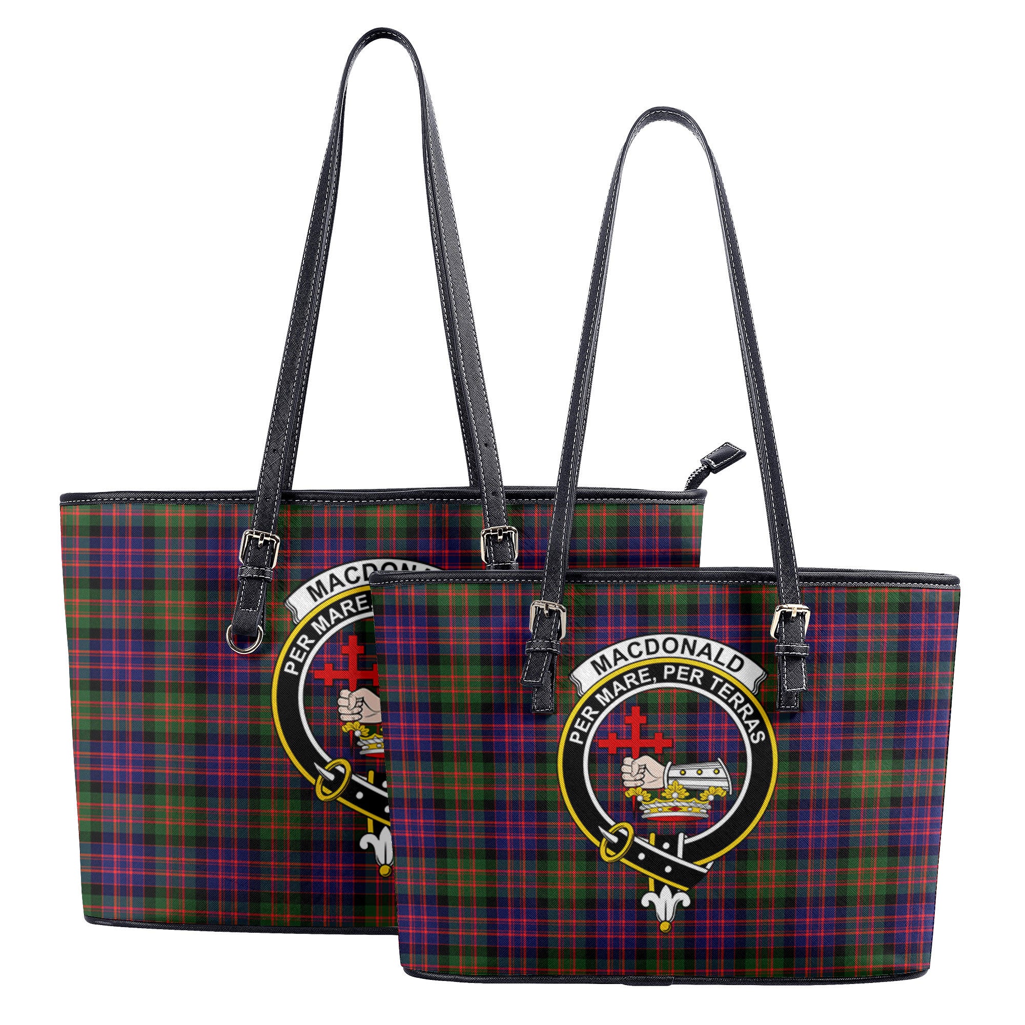 MacDonald Modern Tartan Crest Leather Tote Bag