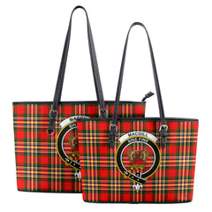 MacGill Modern Tartan Crest Leather Tote Bag