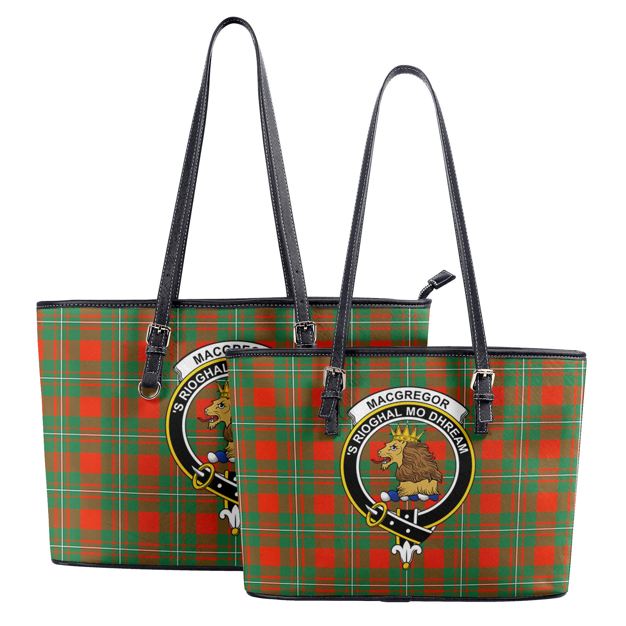 MacGregor Ancient Tartan Crest Leather Tote Bag