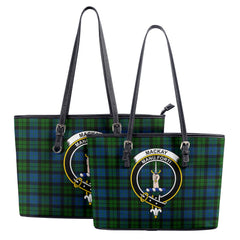 MacKay Modern Tartan Crest Leather Tote Bag