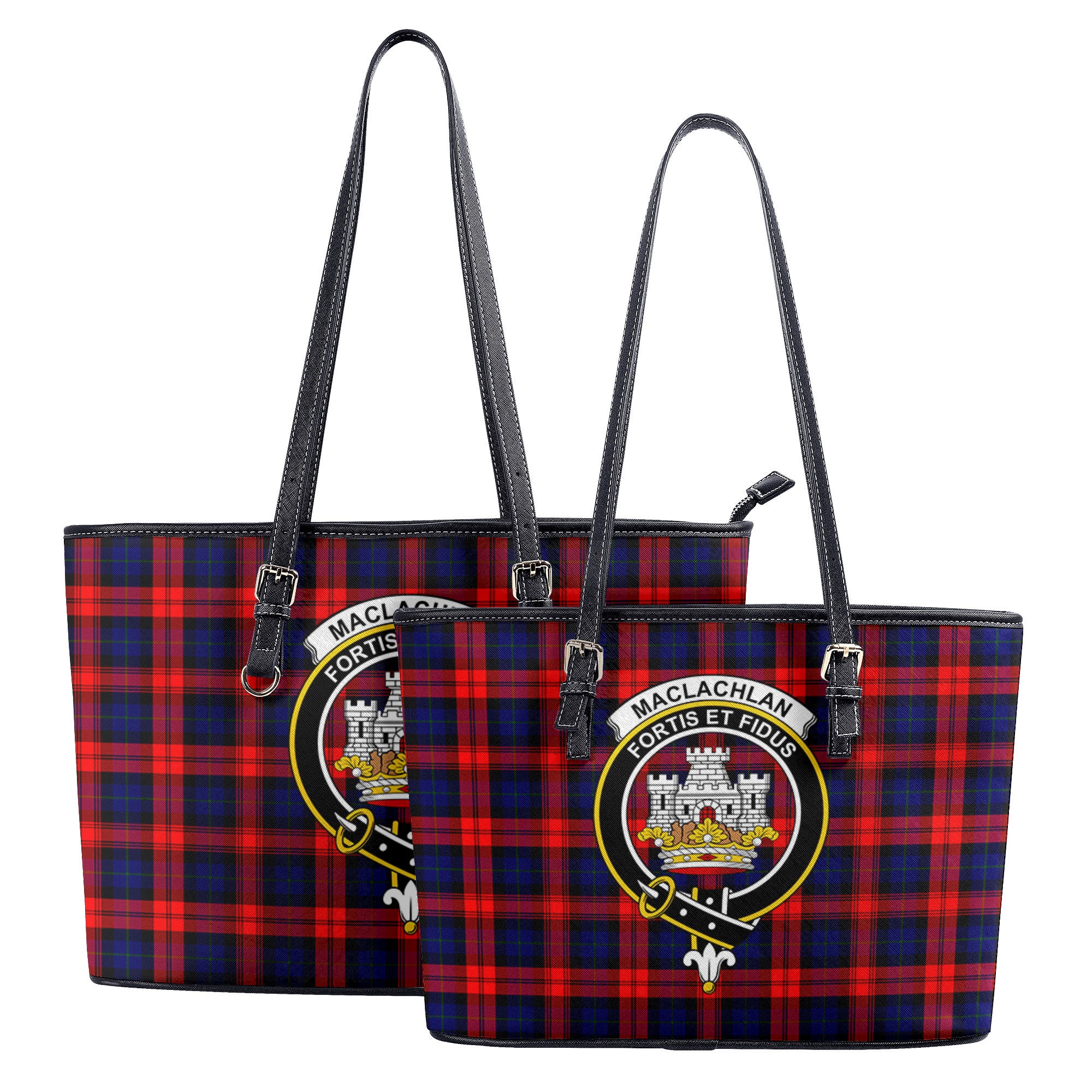 MacLachlan Modern Tartan Crest Leather Tote Bag