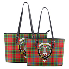 MacLean of Duart Modern Tartan Crest Leather Tote Bag