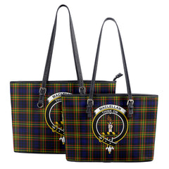 MacLellan Modern Tartan Crest Leather Tote Bag