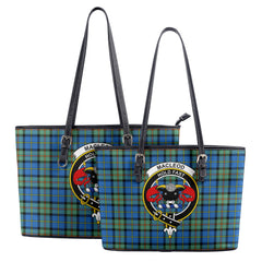 MacLeod of Harris Ancient Tartan Crest Leather Tote Bag