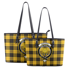 MacLeod of Lewis Ancient Tartan Crest Leather Tote Bag