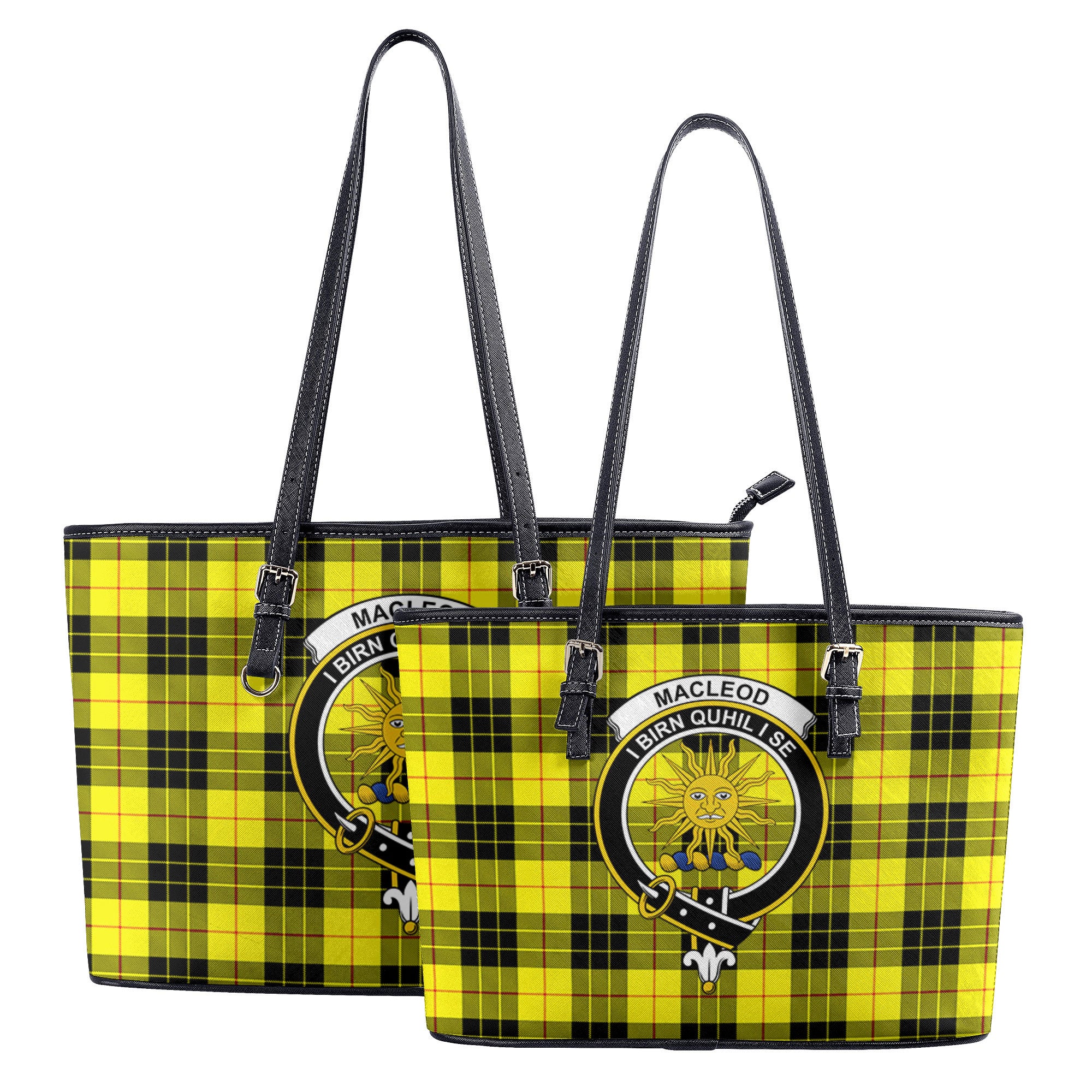 MacLeod of Lewis Modern Tartan Crest Leather Tote Bag