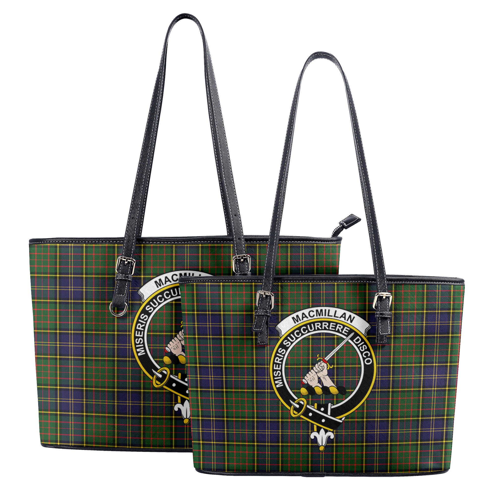 MacMillan Hunting Modern Tartan Crest Leather Tote Bag