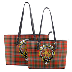 MacPherson Weathered Tartan Crest Leather Tote Bag