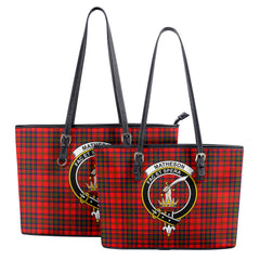 Matheson Modern Tartan Crest Leather Tote Bag