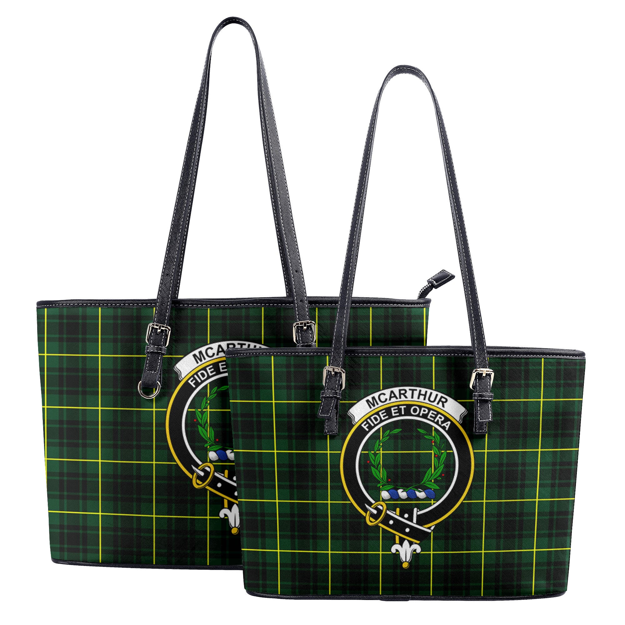 McArthur Modern Tartan Crest Leather Tote Bag