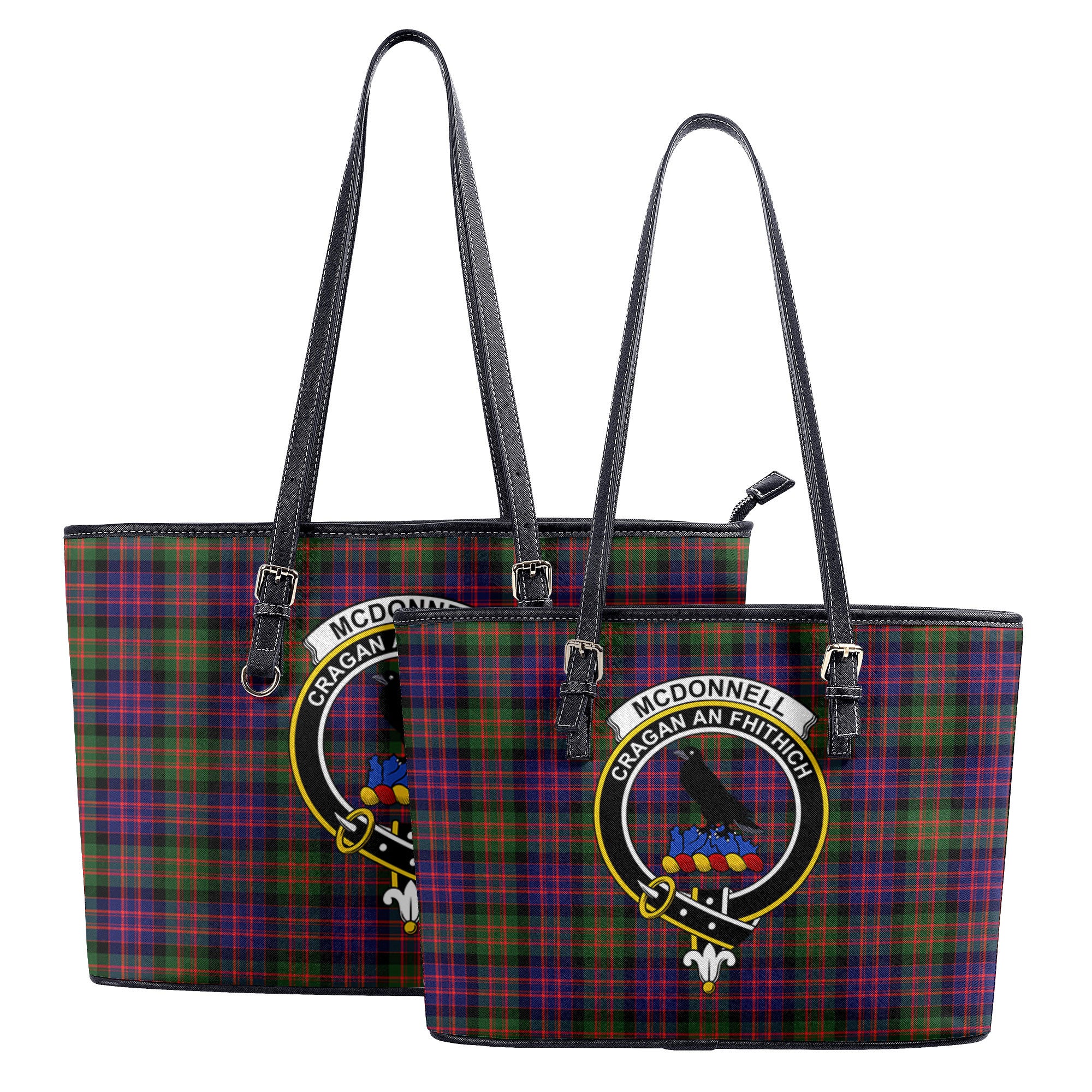 McDonnell of Glengarry Modern Tartan Crest Leather Tote Bag