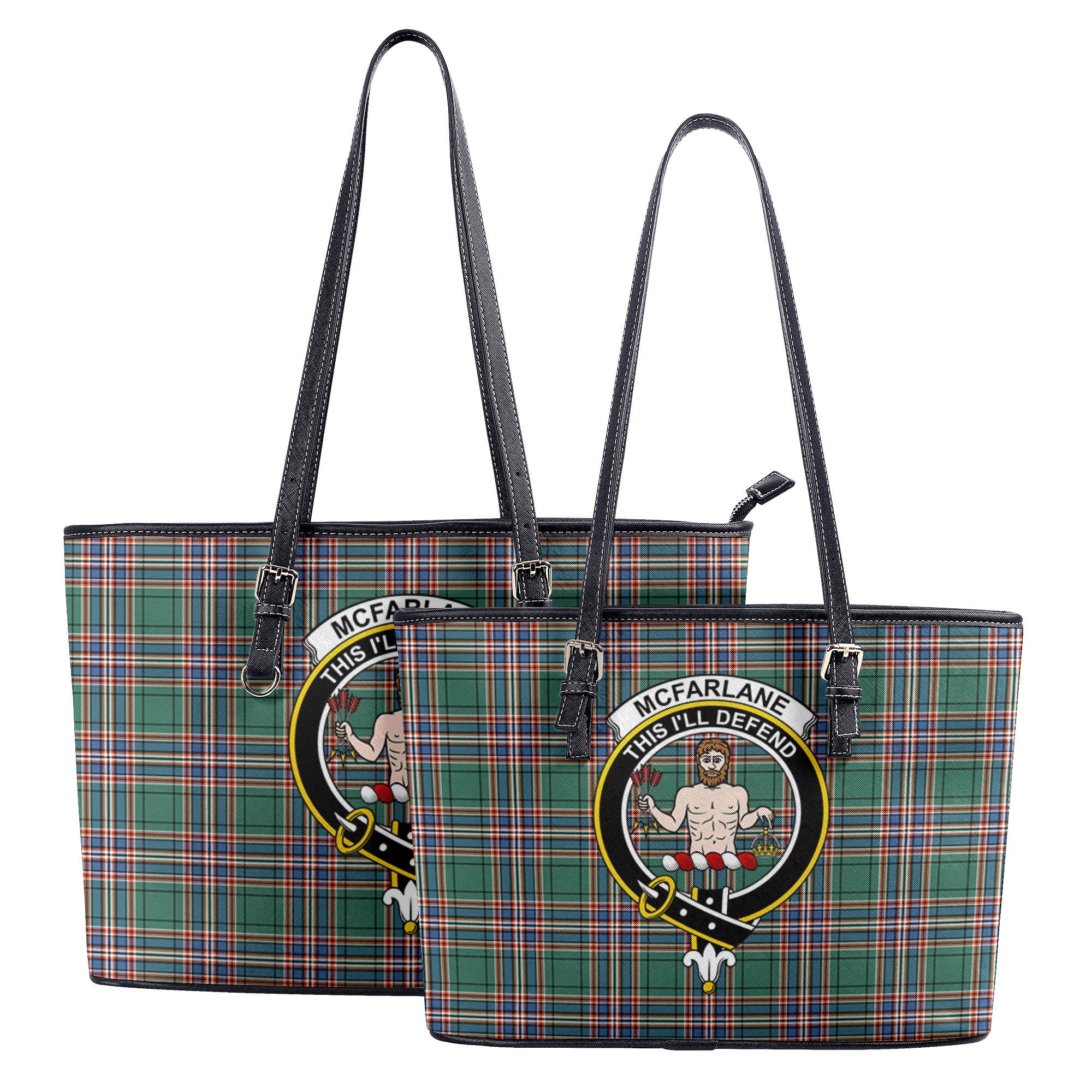 McFarlane Hunting Ancient Tartan Crest Leather Tote Bag