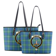 McIntyre Hunting Ancient Tartan Crest Leather Tote Bag