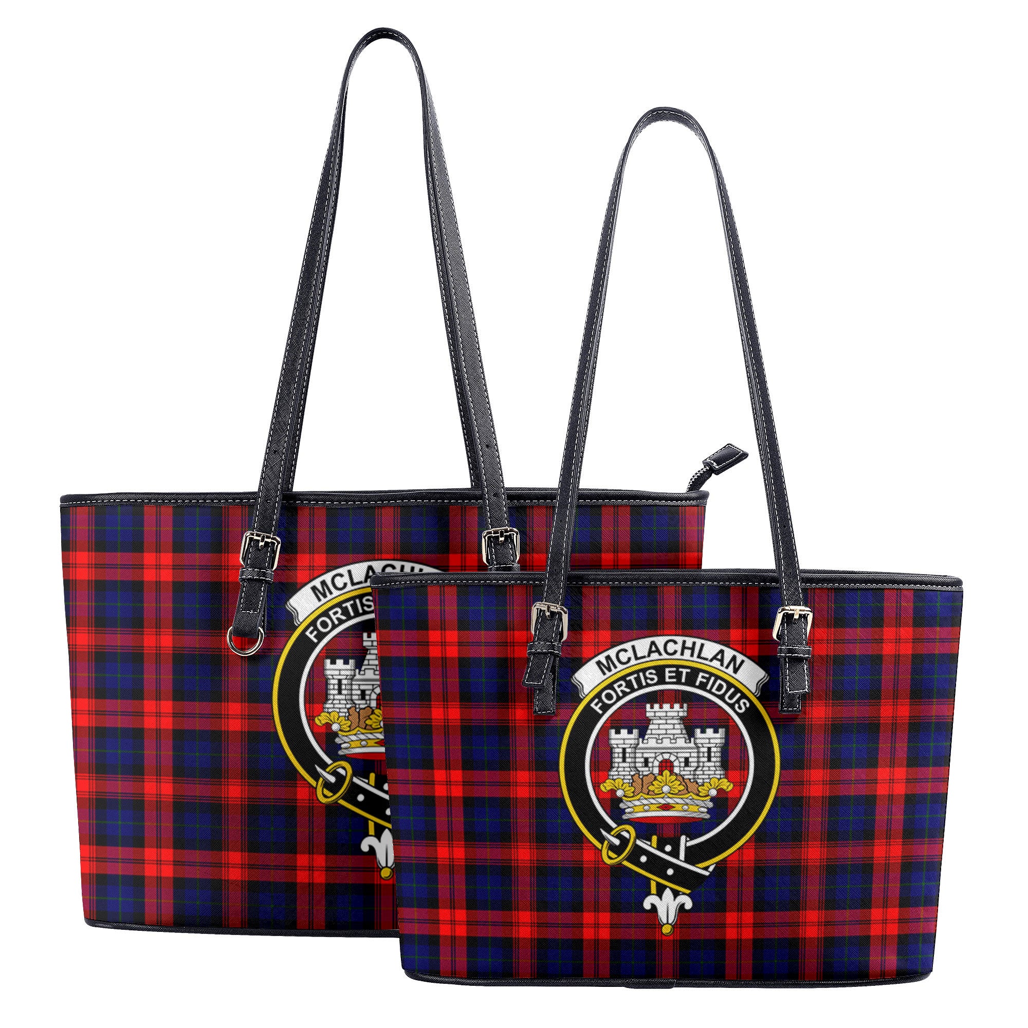 McLachlan Modern Tartan Crest Leather Tote Bag