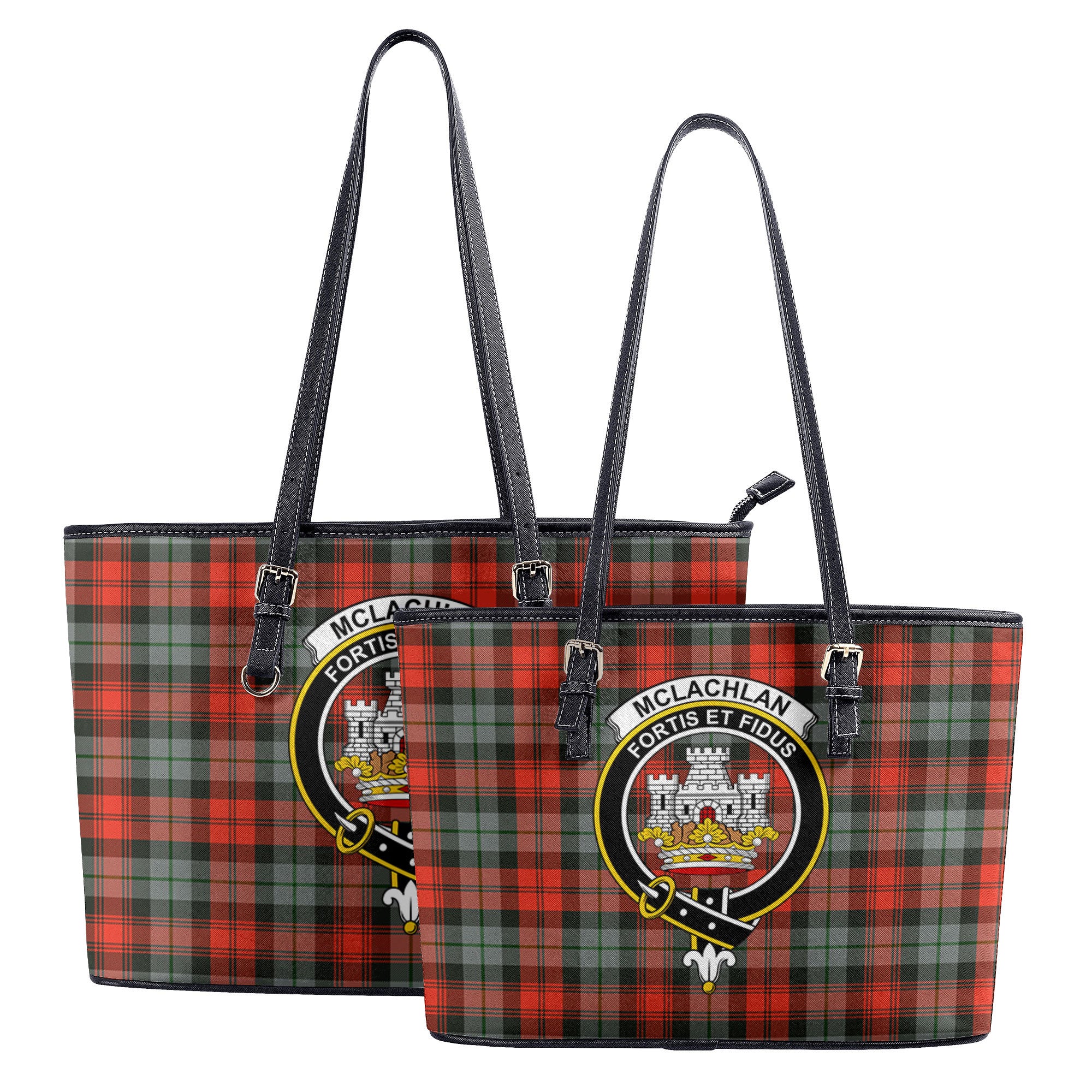 McLachlan Weathered Tartan Crest Leather Tote Bag