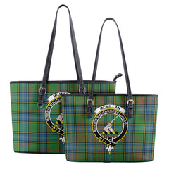 McMillan Hunting Ancient Tartan Crest Leather Tote Bag