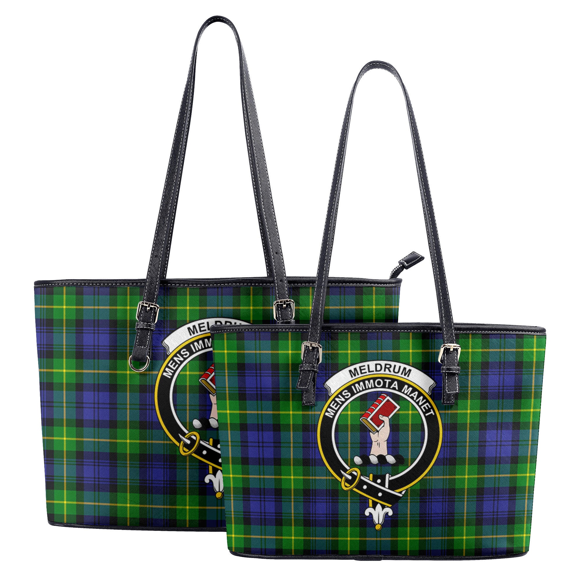 Meldrum Tartan Crest Leather Tote Bag