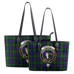 Mitchell Tartan Crest Leather Tote Bag