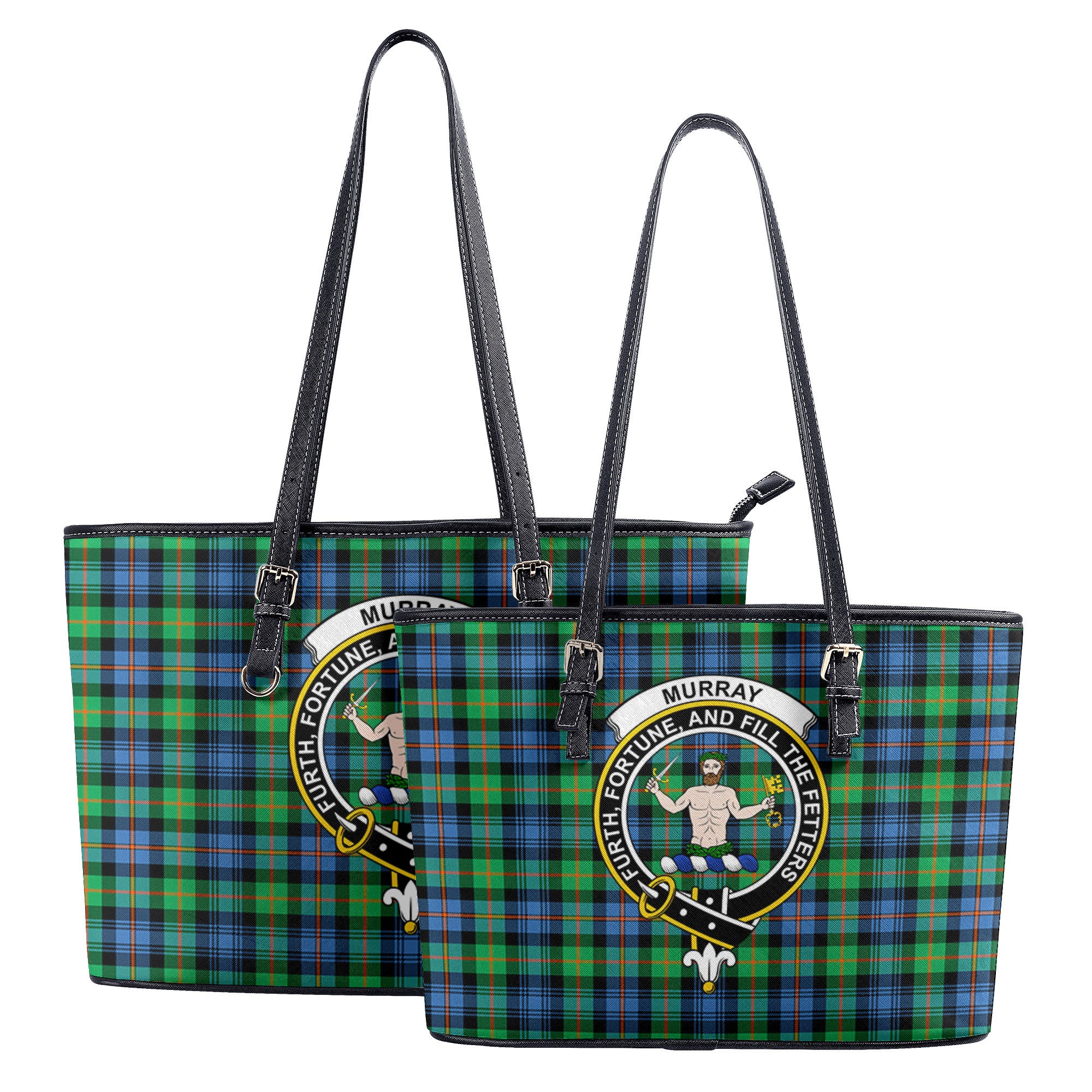 Murray of Atholl Ancient Tartan Crest Leather Tote Bag