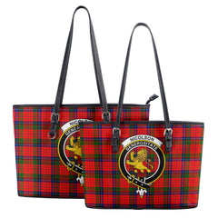 Nicolson Modern Tartan Crest Leather Tote Bag