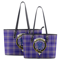 Ochterlony Tartan Crest Leather Tote Bag