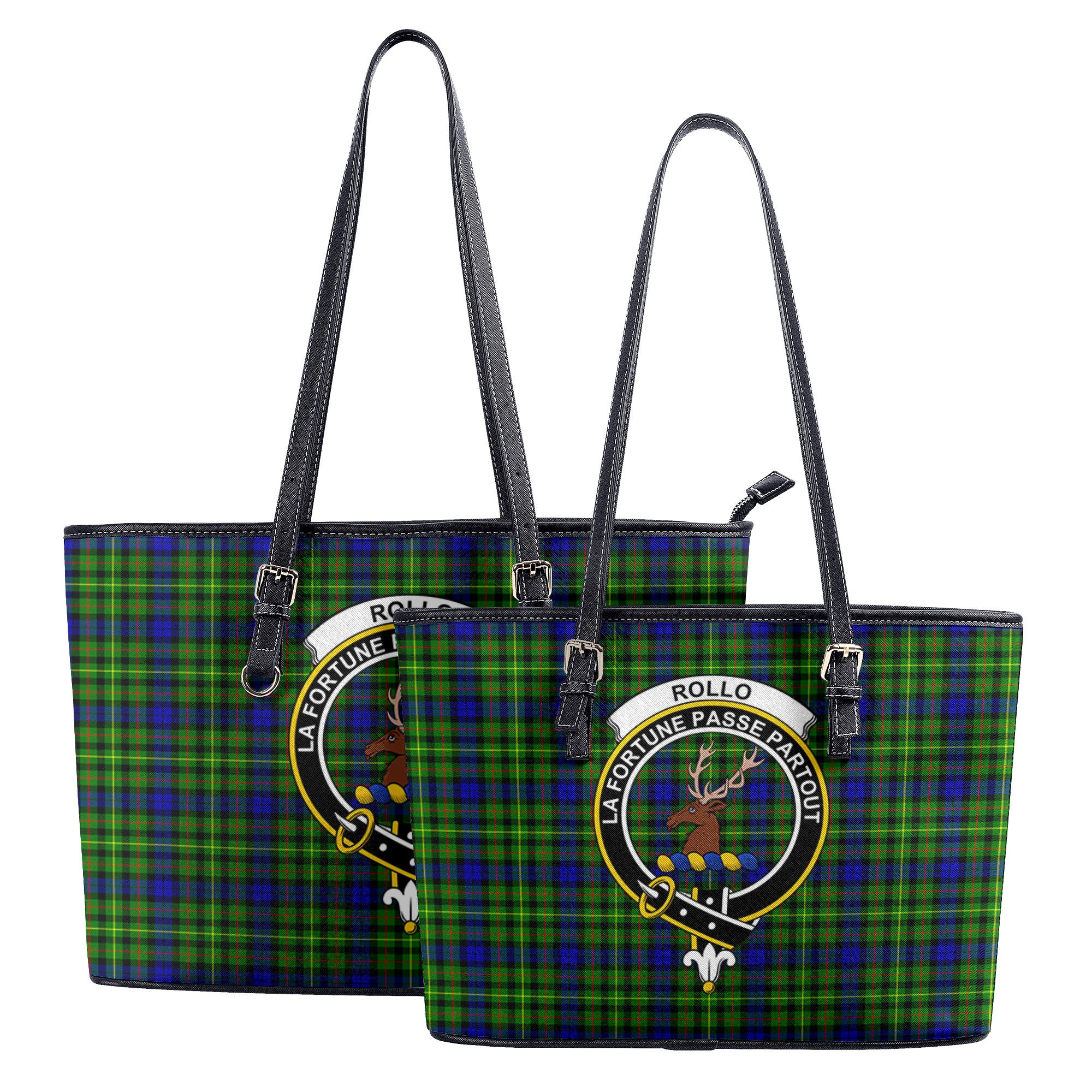 Rollo Modern Tartan Crest Leather Tote Bag