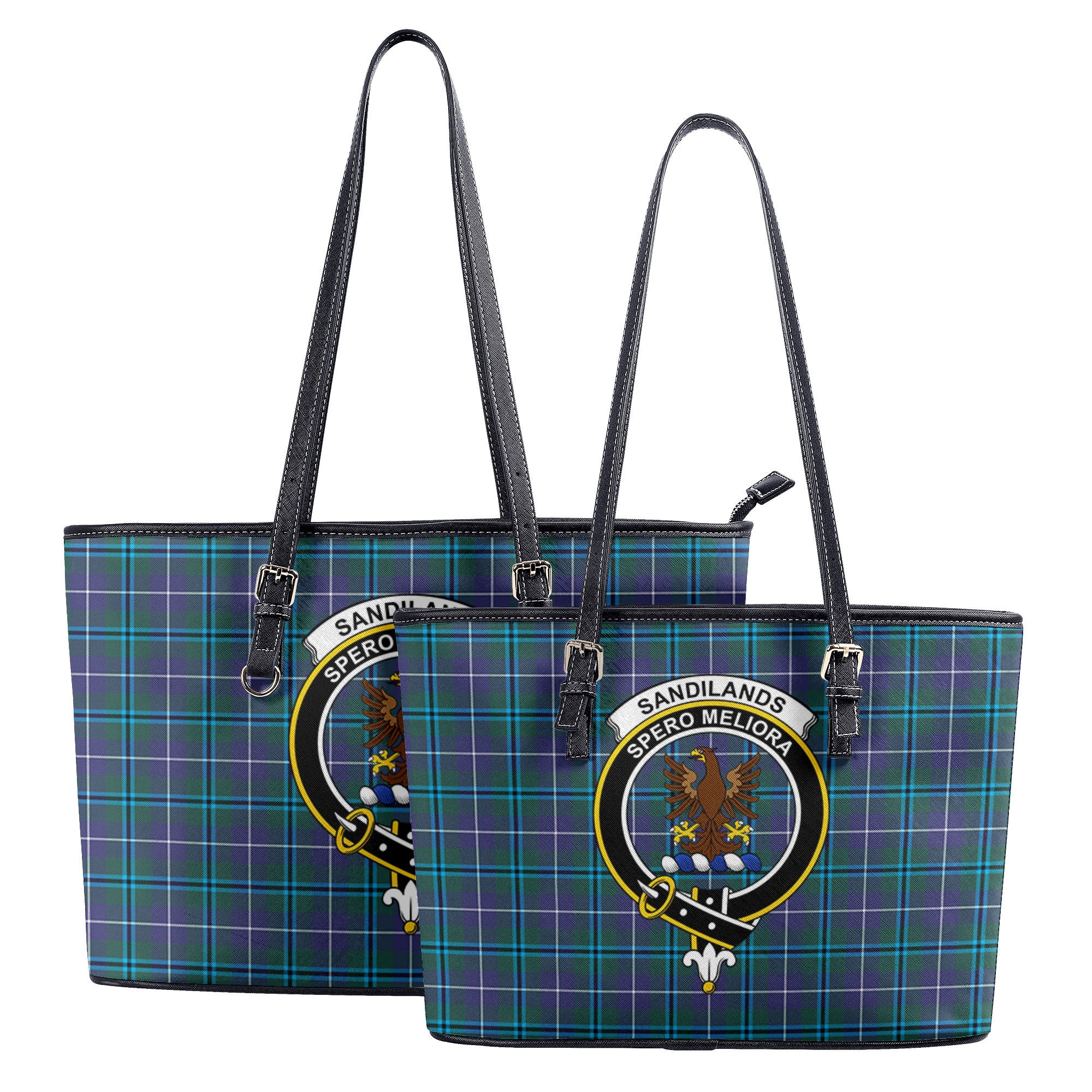 Sandilands Tartan Crest Leather Tote Bag