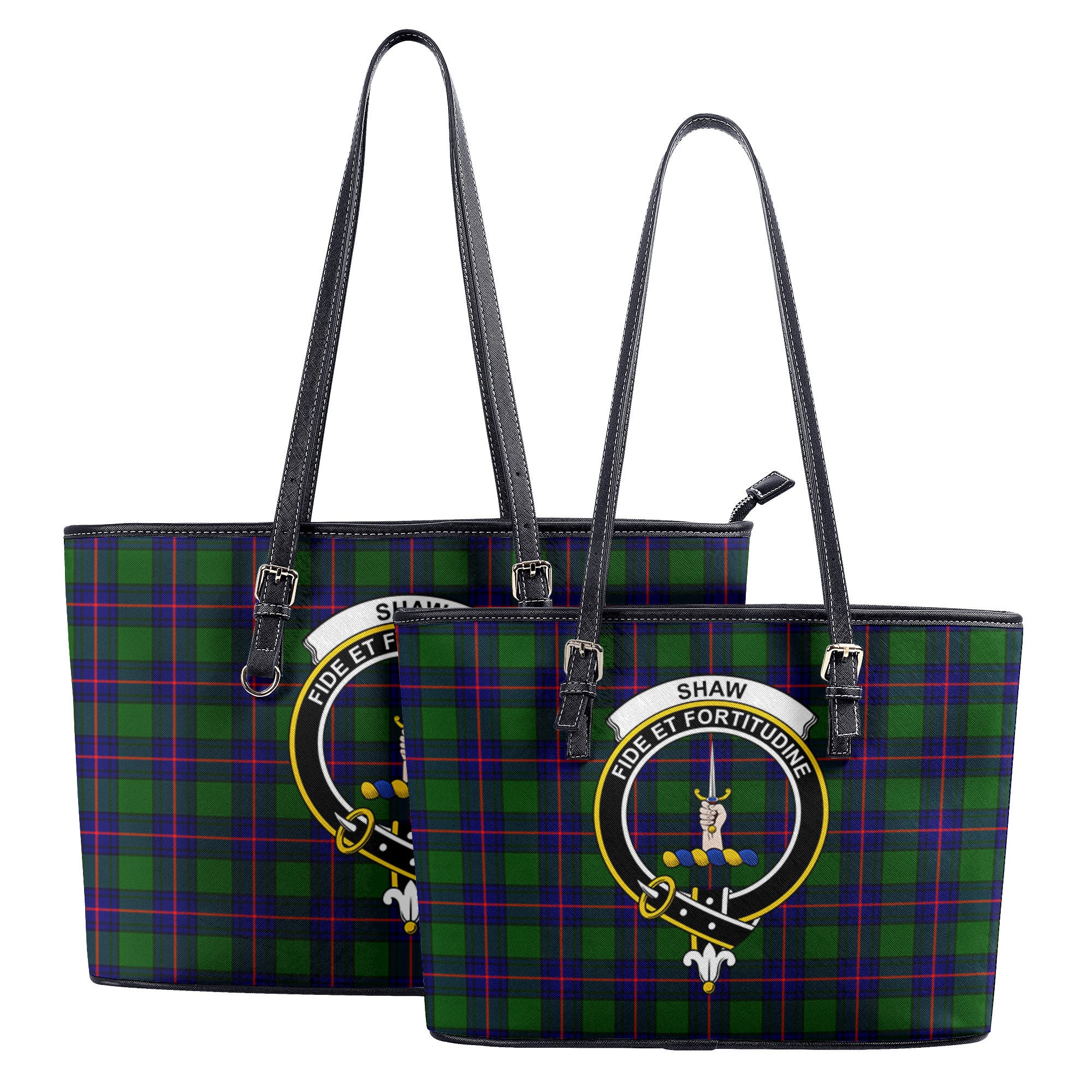 Shaw Modern Tartan Crest Leather Tote Bag