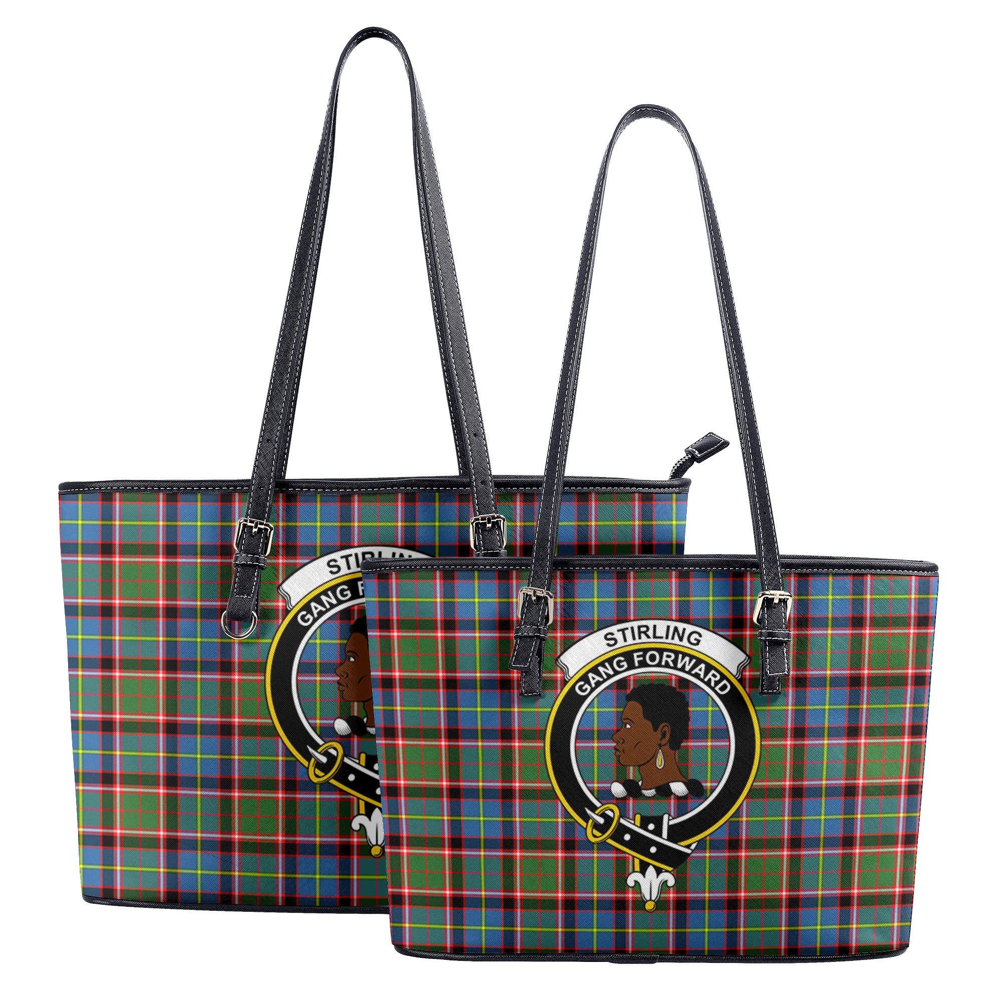 Stirling (of Keir) Tartan Crest Leather Tote Bag