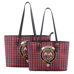 Straiton Tartan Crest Leather Tote Bag