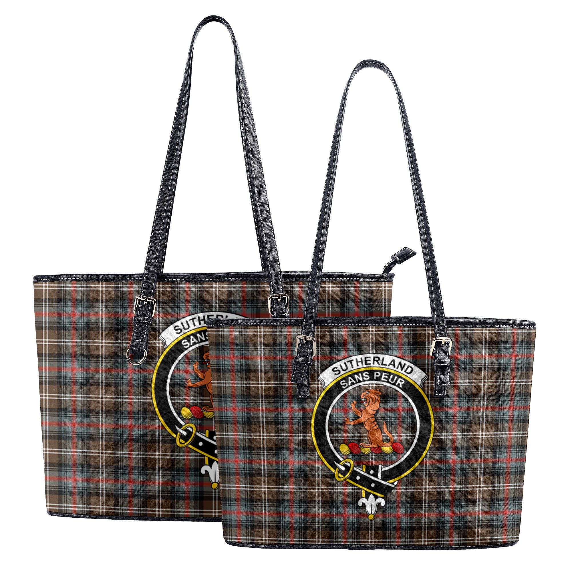 Sutherland Weathered Tartan Crest Leather Tote Bag