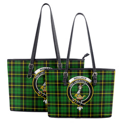 Wallace Hunting Modern Tartan Crest Leather Tote Bag