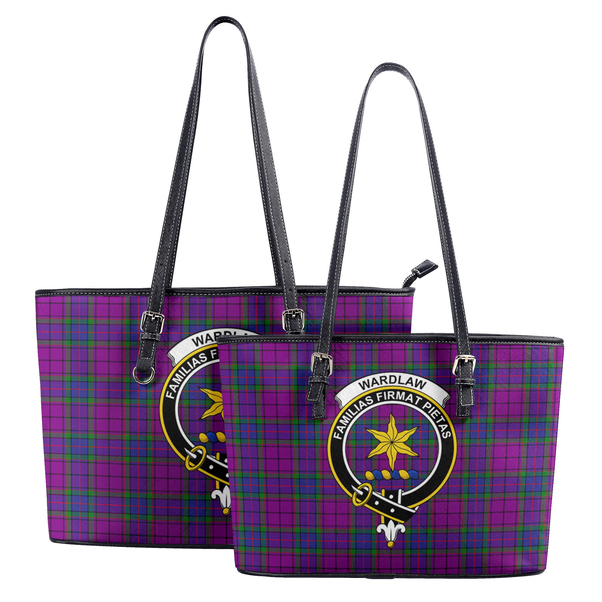 Wardlaw Modern Tartan Crest Leather Tote Bag