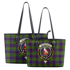 Whitefoord Tartan Crest Leather Tote Bag