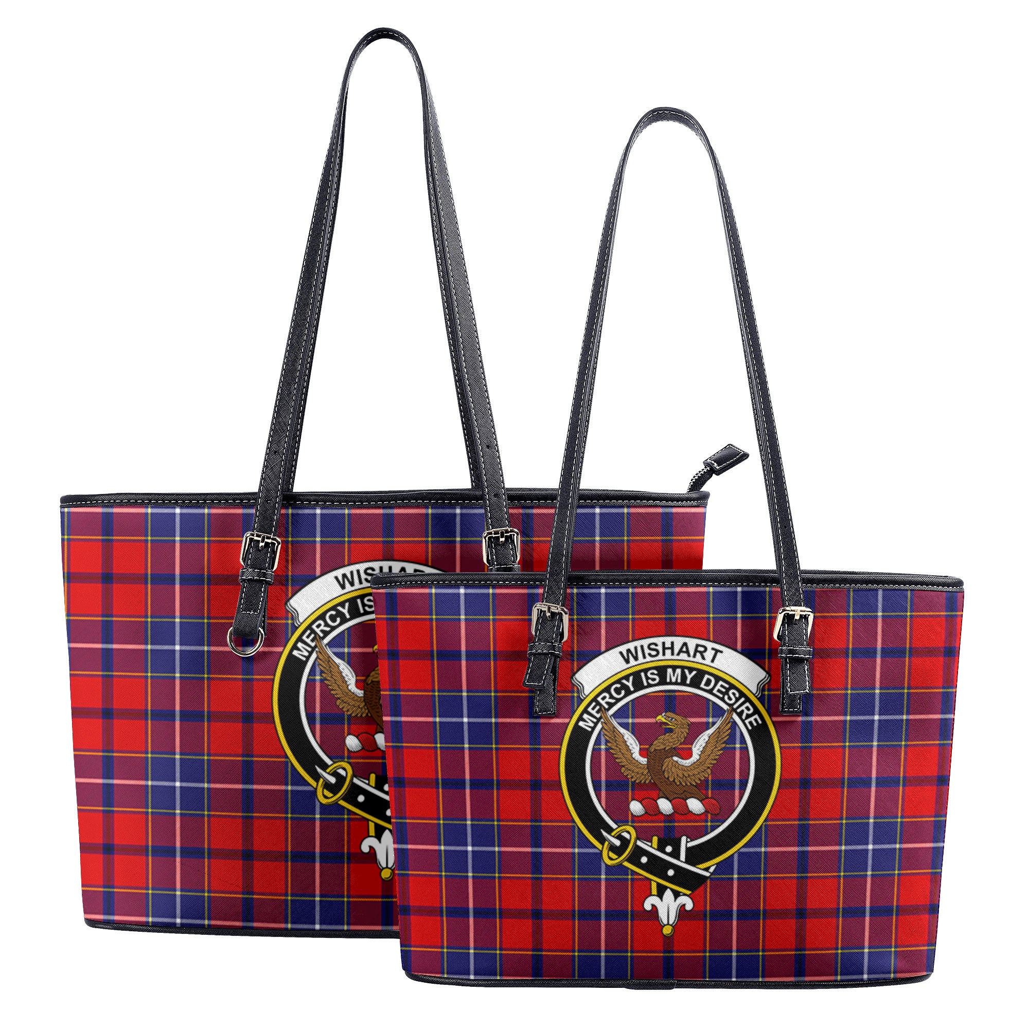 Wishart Dress Tartan Crest Leather Tote Bag