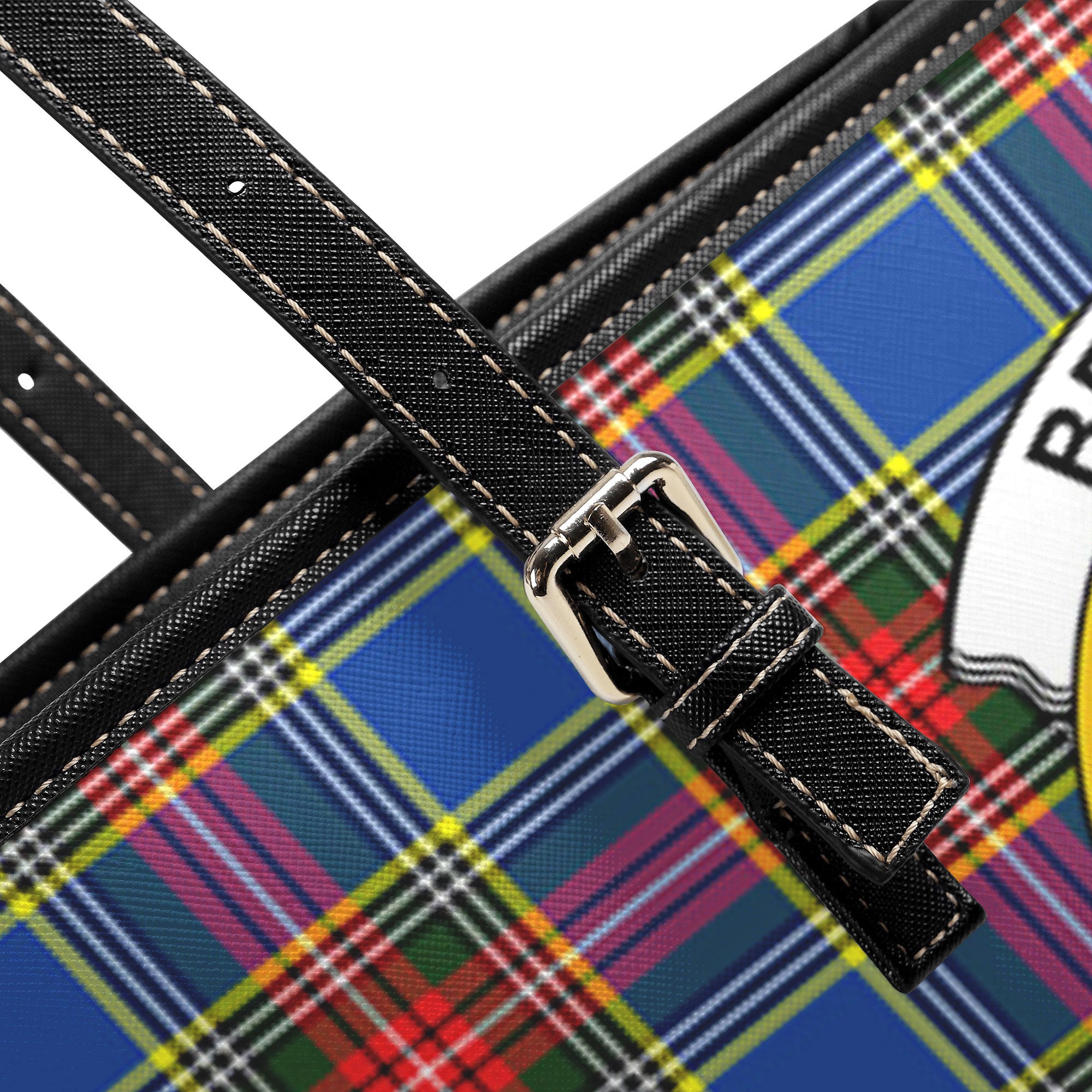 Bethune Modern Tartan Crest Leather Tote Bag