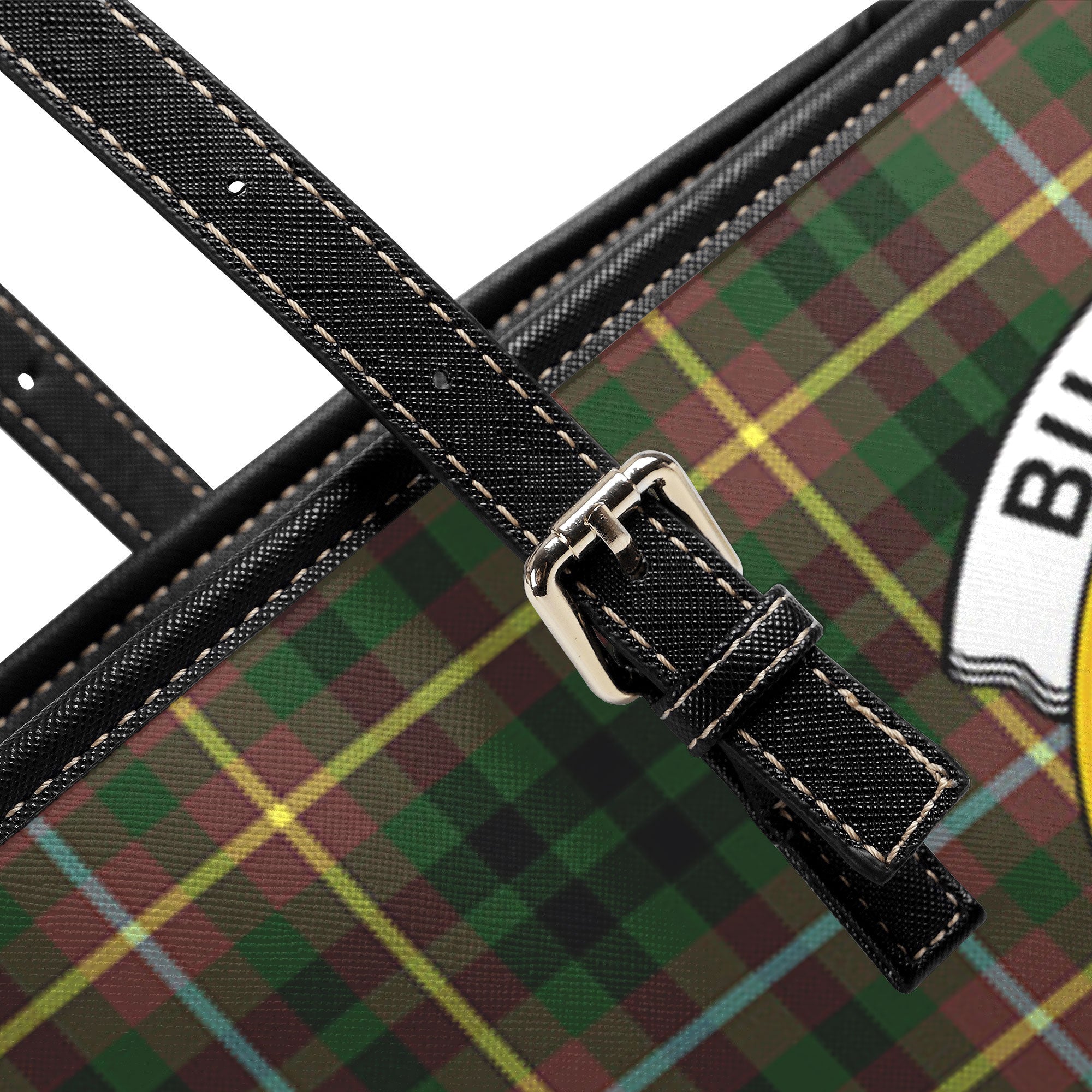 Buchanan Hunting Tartan Crest Leather Tote Bag