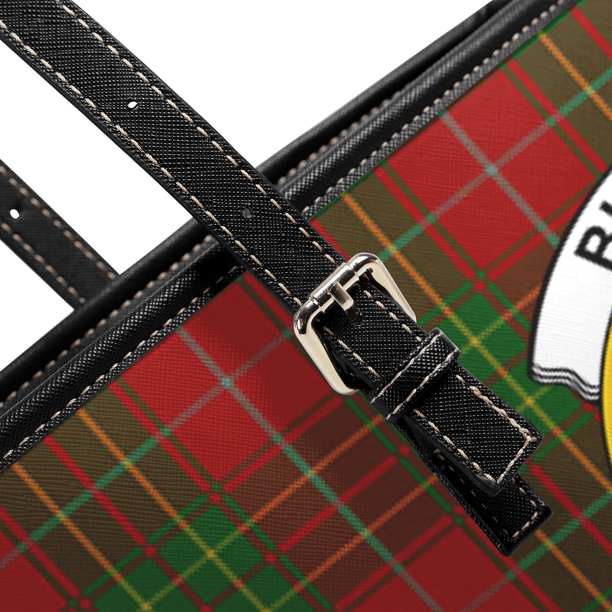 Burnett Tartan Crest Leather Tote Bag