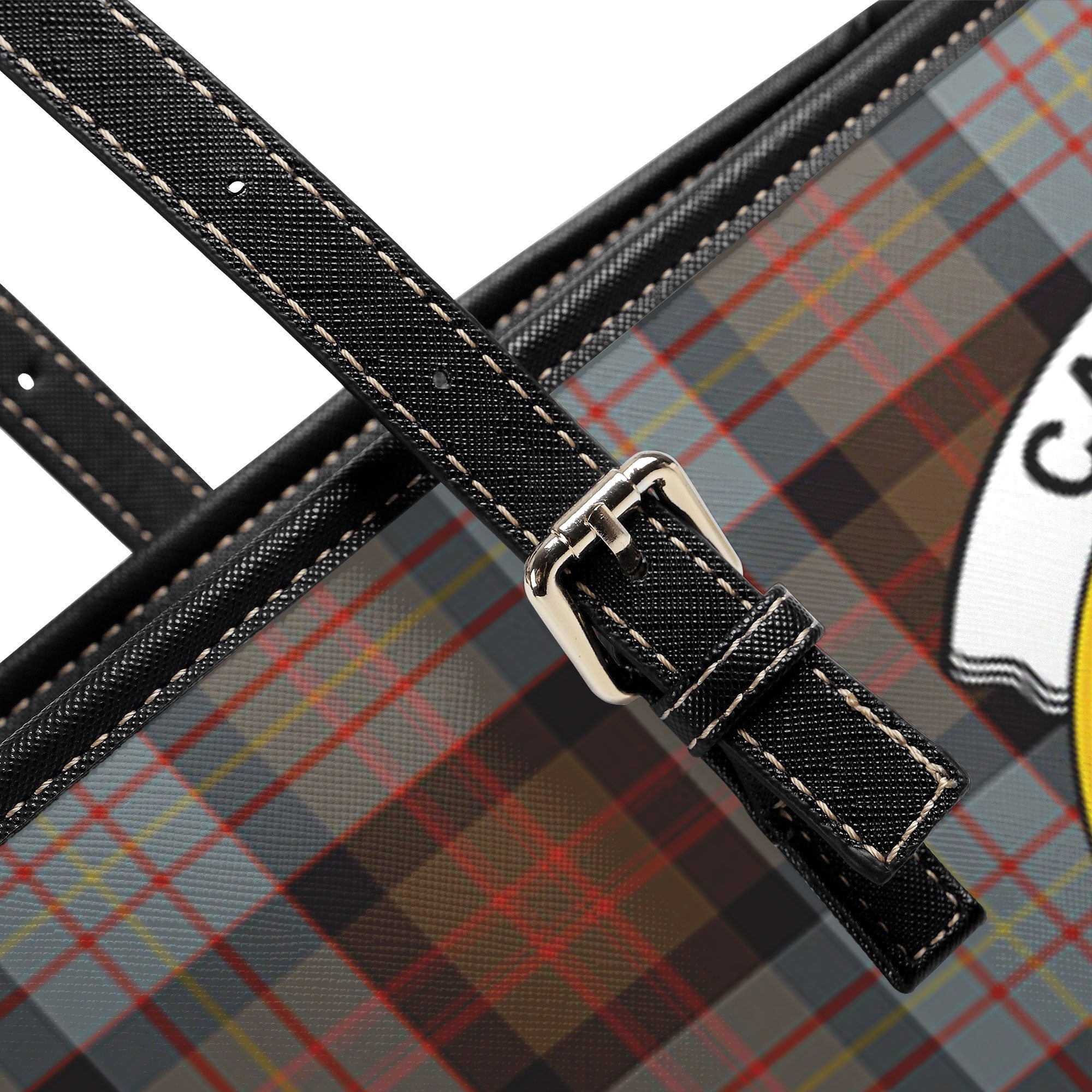 Cameron of Erracht Weathered Tartan Crest Leather Tote Bag