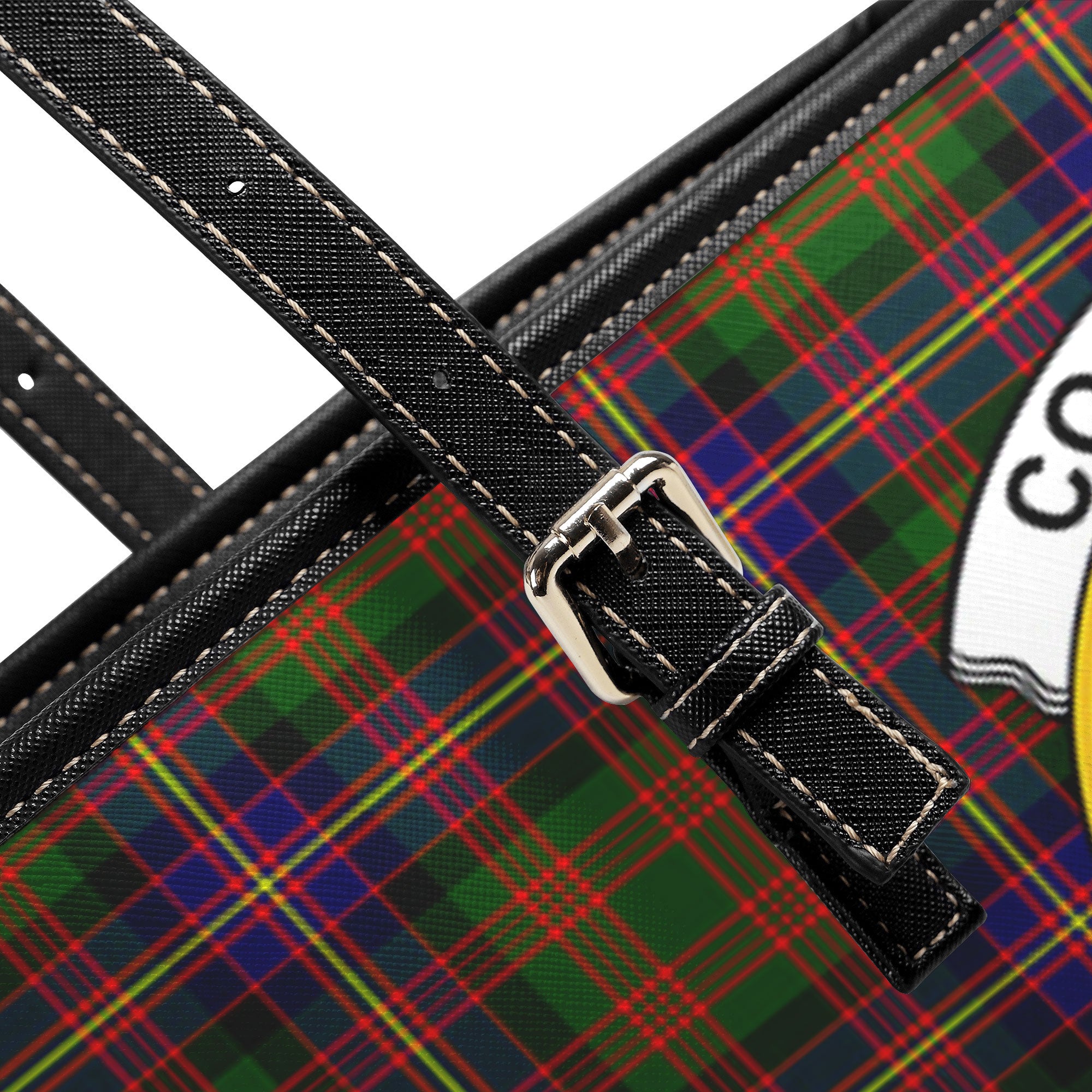 Cochrane Modern Tartan Crest Leather Tote Bag