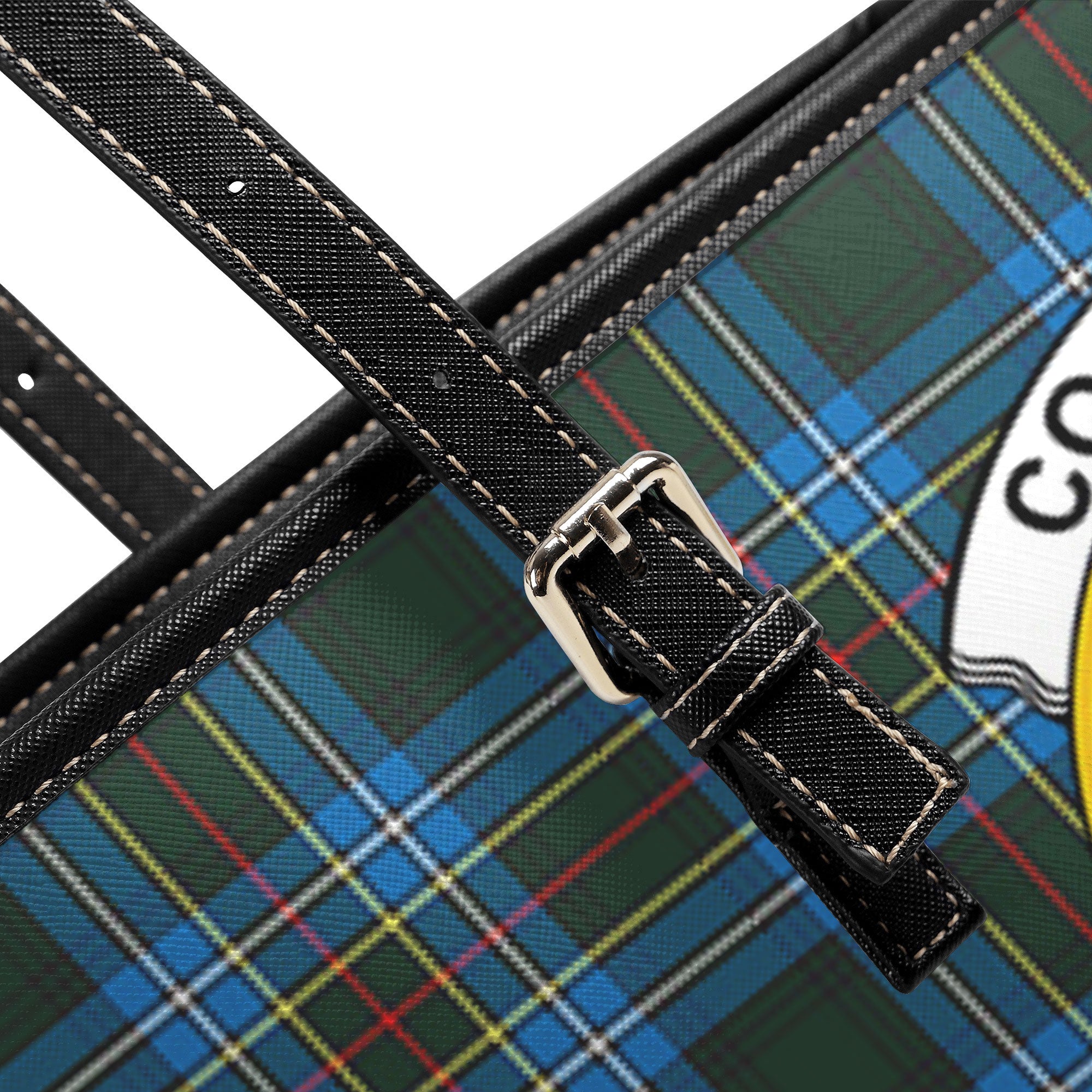 Cockburn Modern Tartan Crest Leather Tote Bag