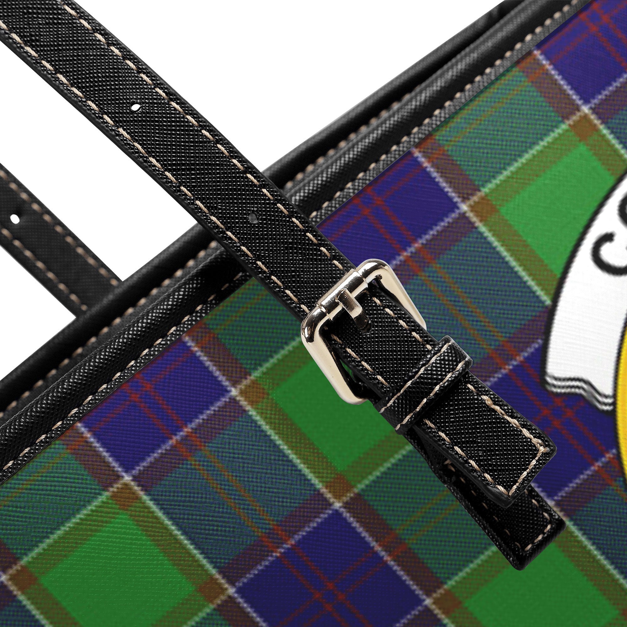 Colville Tartan Crest Leather Tote Bag